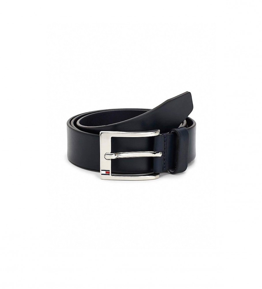Cinto de couro azul marinho Tommy Hilfiger New Aly