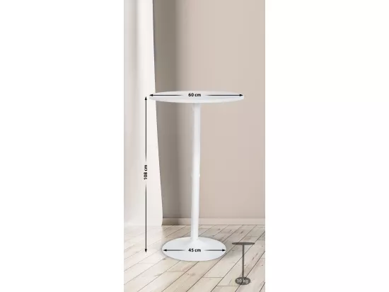 Table haute de bar - rond Ø 60 cm - Bois - Blanc / Blanc - rund