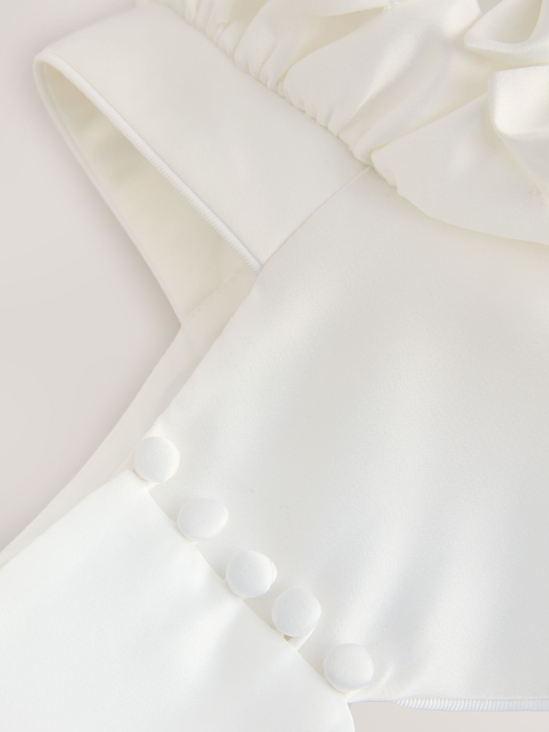 Baker by Ted Baker White Satin Bow Puff SLeeve Occasion Dress