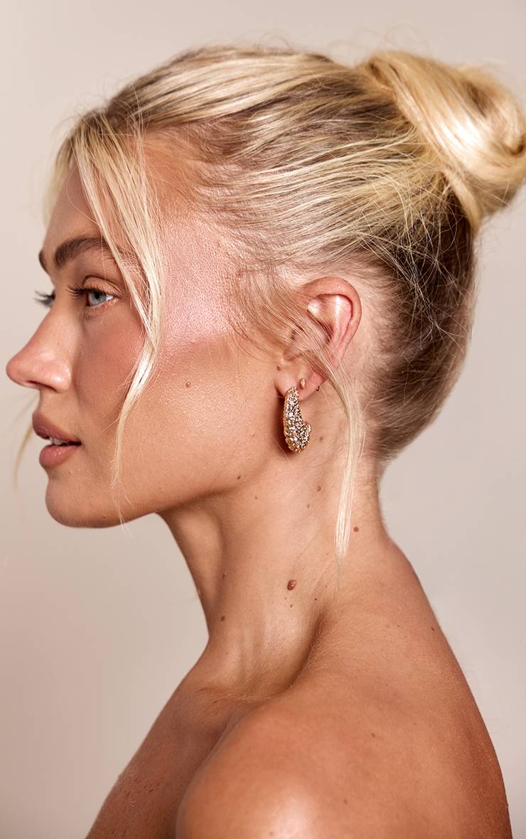 Doré Boucles D'oreilles Créoles Volumineuses Effet Fondu