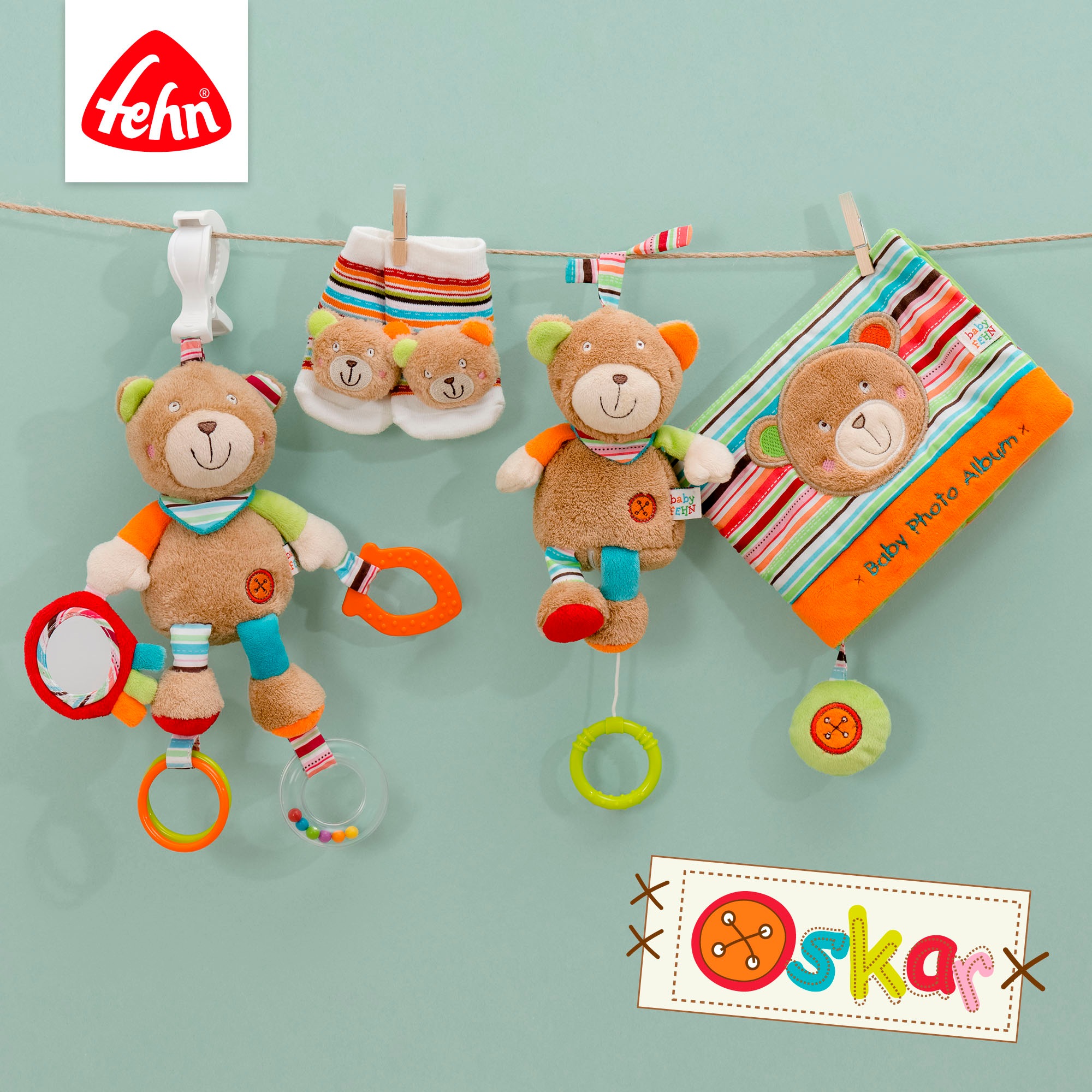 Fehn Greifspielzeug »Classic Stars, Activity-Teddy« inklusive Befestigung