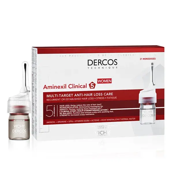 Vichy Dercos Aminexil Clinical 5 Tratamento Antiqueda para Mulheres 21 x 6ml