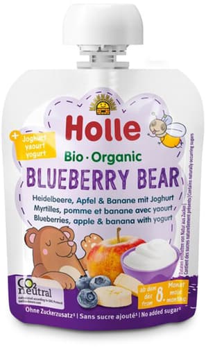 Holle BIO Pouchy Blueberry Bear Apfel,Banane,Heidelbeere mit Joghurt