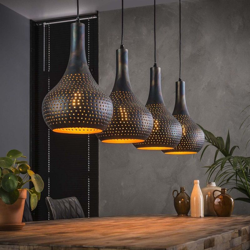 MOOS hanglamp 4l punch kegel / zwart bruin