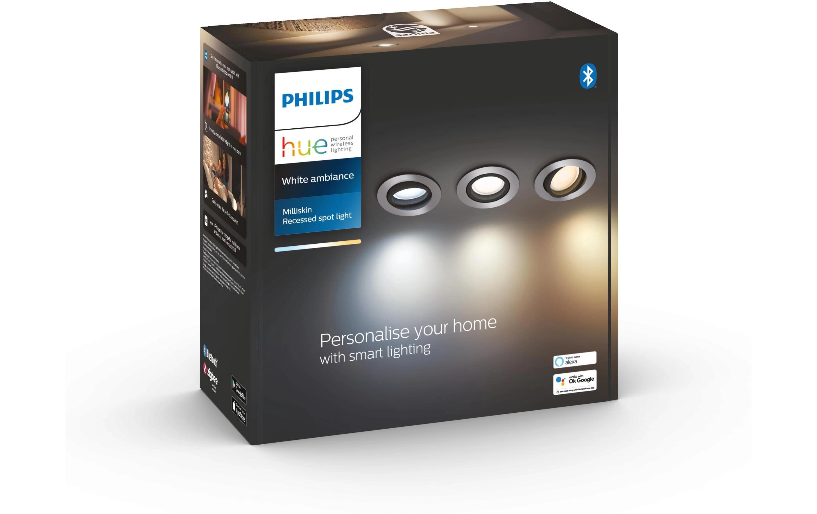 White Ambiance Milliskin Einbauspot 3er-Pack Rund Aluminium<br>Präzise Lichtlenkung in reinem Weiss