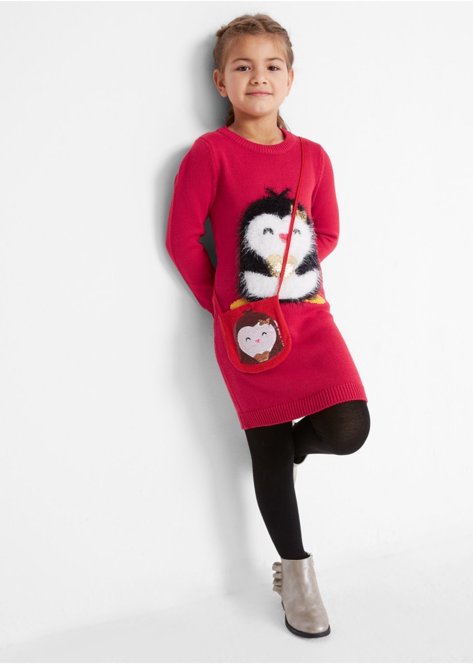 Robe en maille fille avec sac (Ens. 2 pces.)
