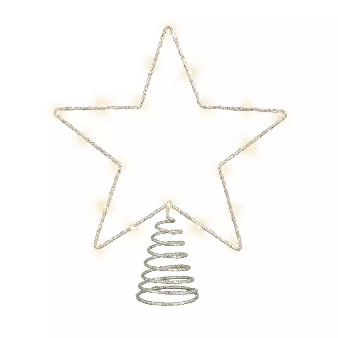 Cimier de sapin lumineux 20 LED Étoile filante Argent/Blanc chaud