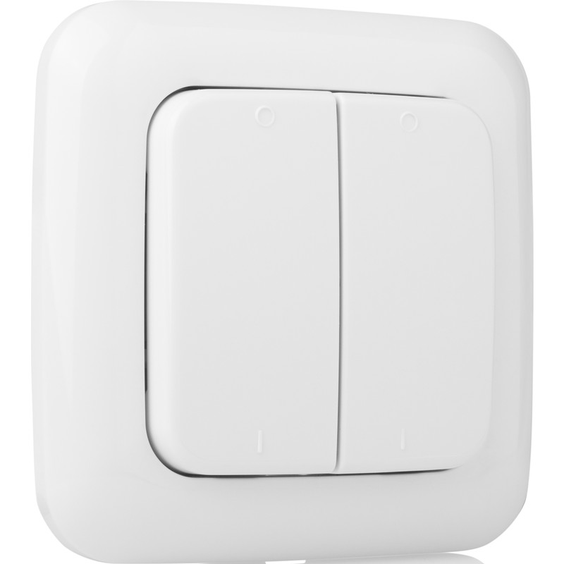 Smartwares Basic wandschakelaar dubbel met batterij Zijdeglans wit