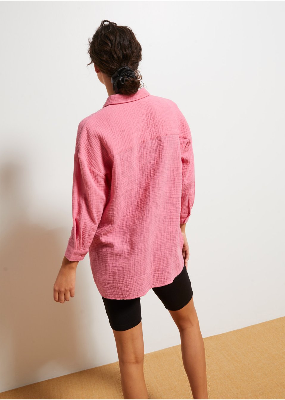 Chemisier oversized long en mousseline