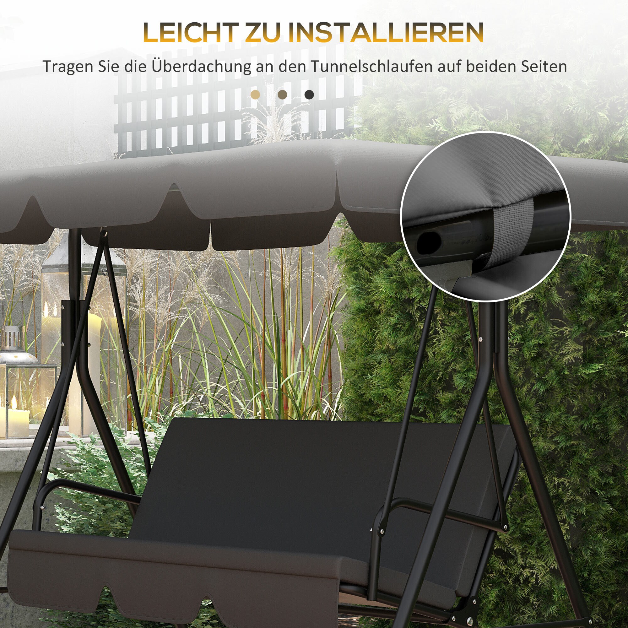 Outsunny Ersatzdach für 3-Sitzer Hollywoodschaukel grau 156L x 117B x 15H cm