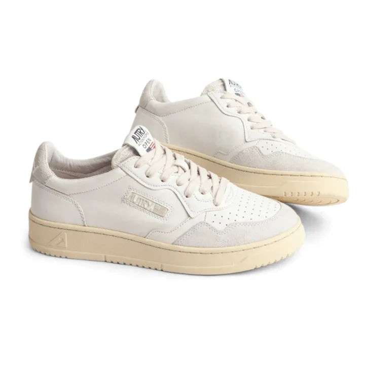 Autry Baskets Open Low Cuir/Suede | Blanc
