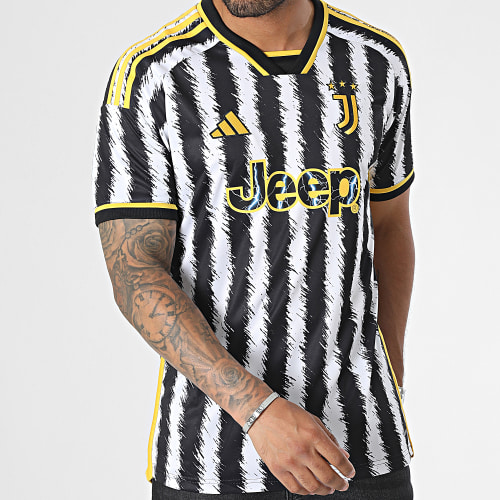 Maillot De Foot A Bandes Juventus HR8256 Blanc Noir