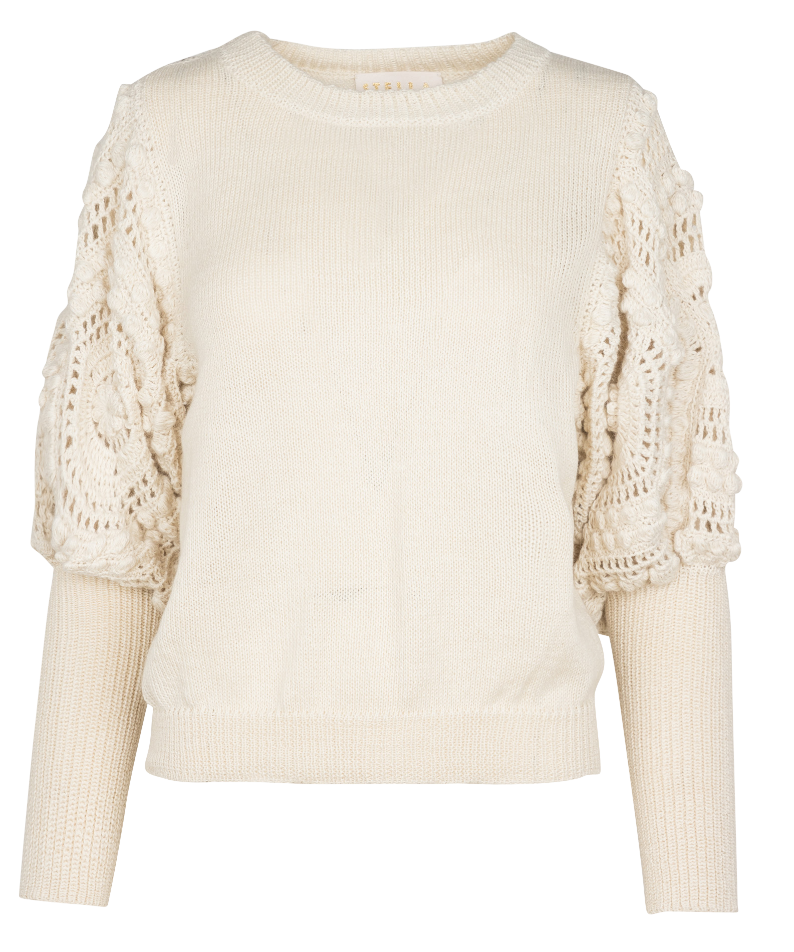 FIORELLA - Pull col bateau crochet en alpaga | Beige