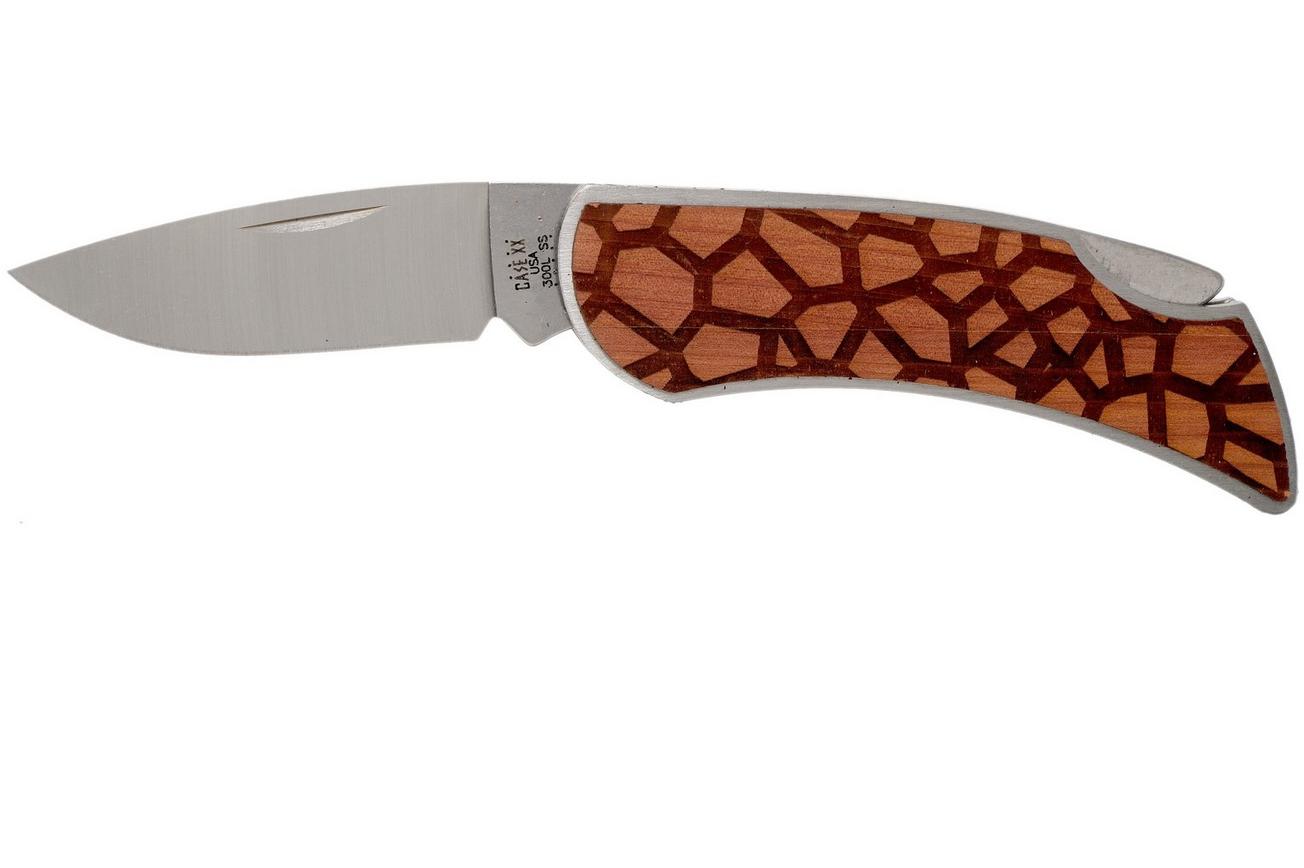 Case x Woodchuck Executive Lockback Brushed Stainless, Giraffe, 64320, M1300L SS zakmes