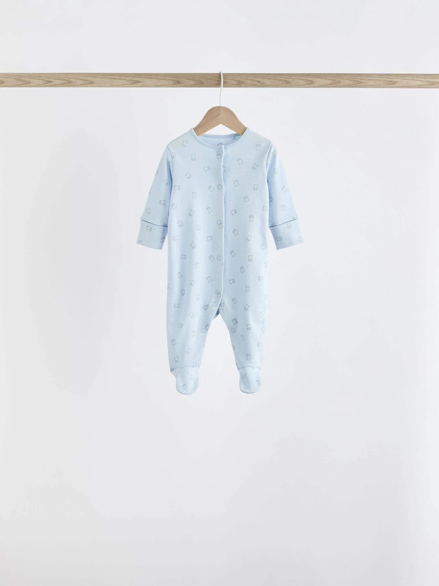 Blauw - Babypyjama met berenprint (0-2jr)