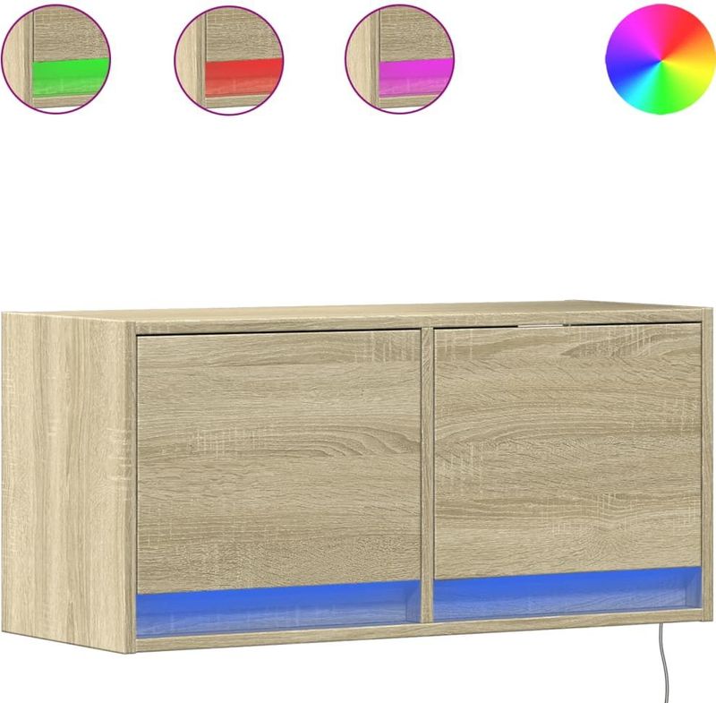 vidaXL Tv-wandmeubel - Sonoma Eikenkleur - Met LED-verlichting