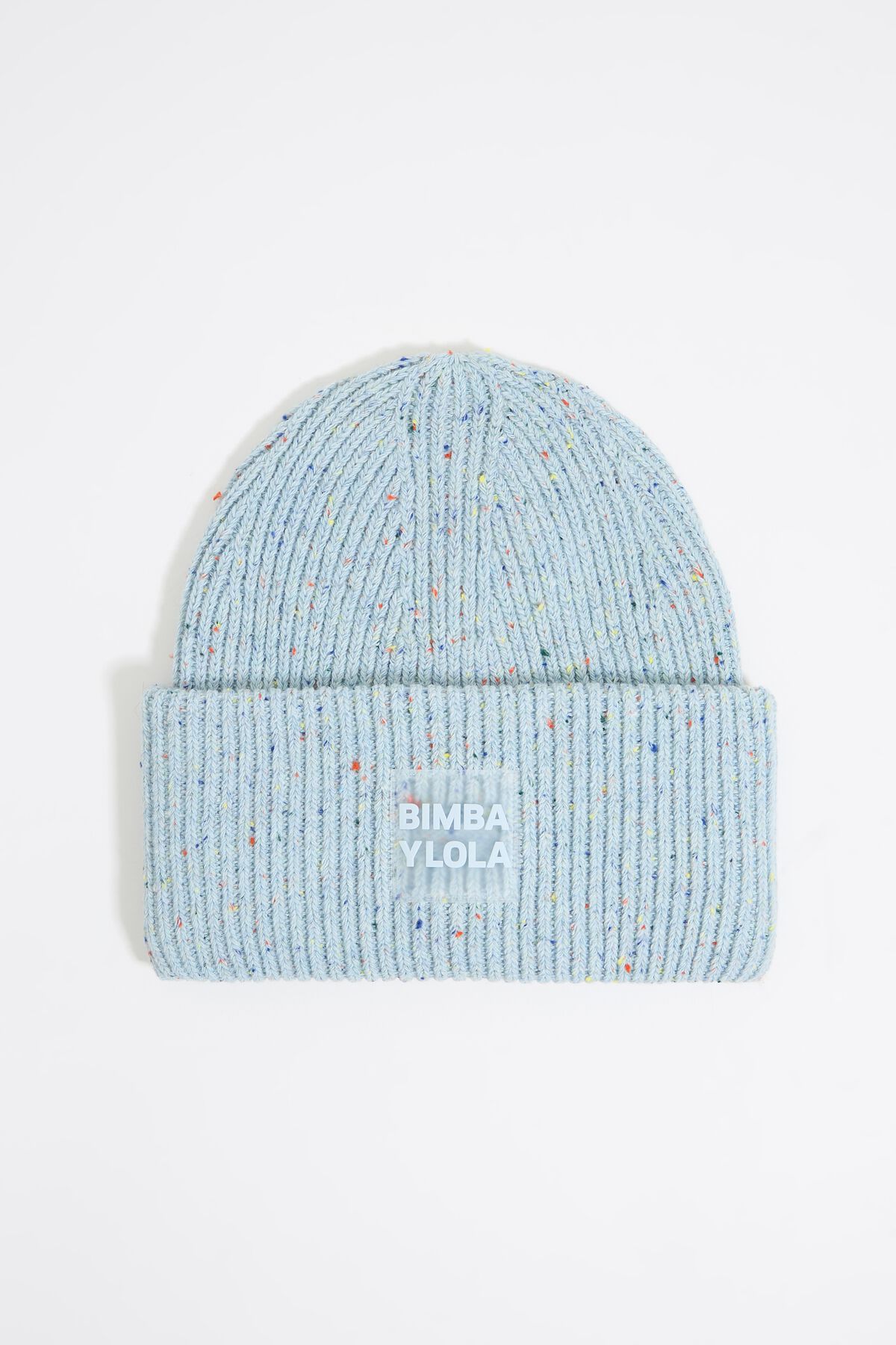 Gorro de lã azul tricotado