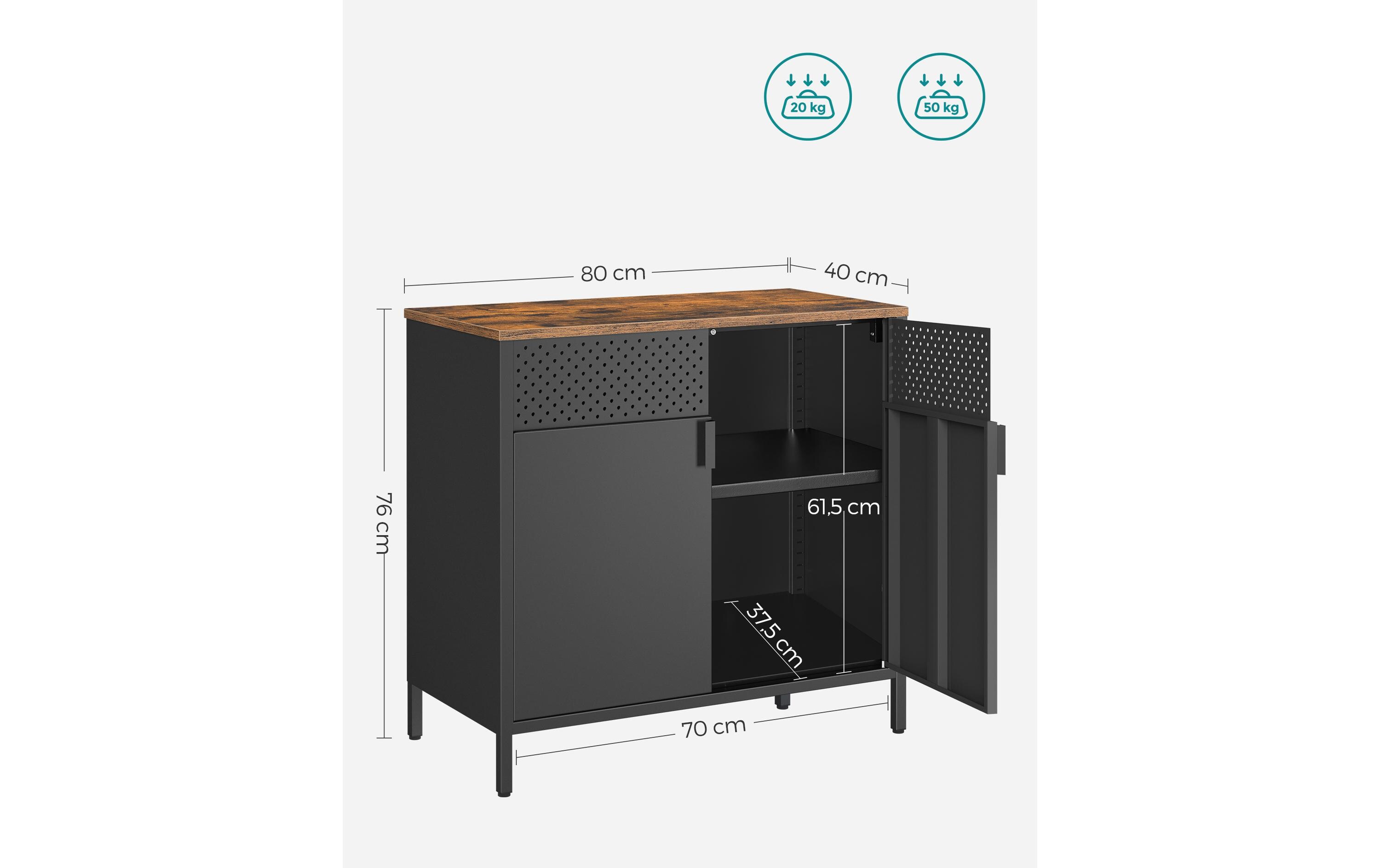 Kommode 80 x 40 x 76 cm, Braun/SchwarzAufbewahrungsschrank