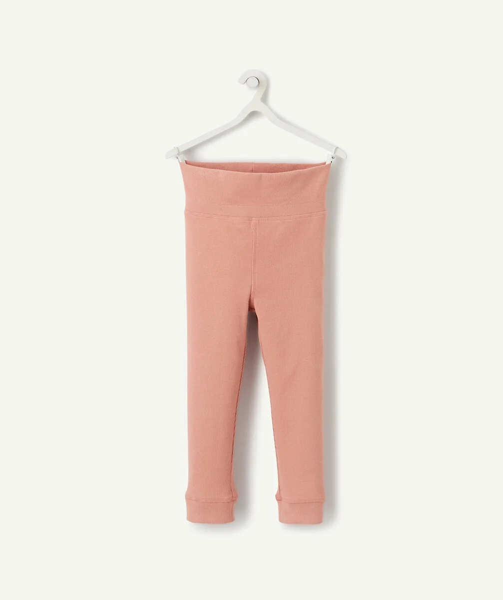 LE LEGGING ÉVOLUTIF CÔTELÉ VIEUX ROSE EN COTON PIMA