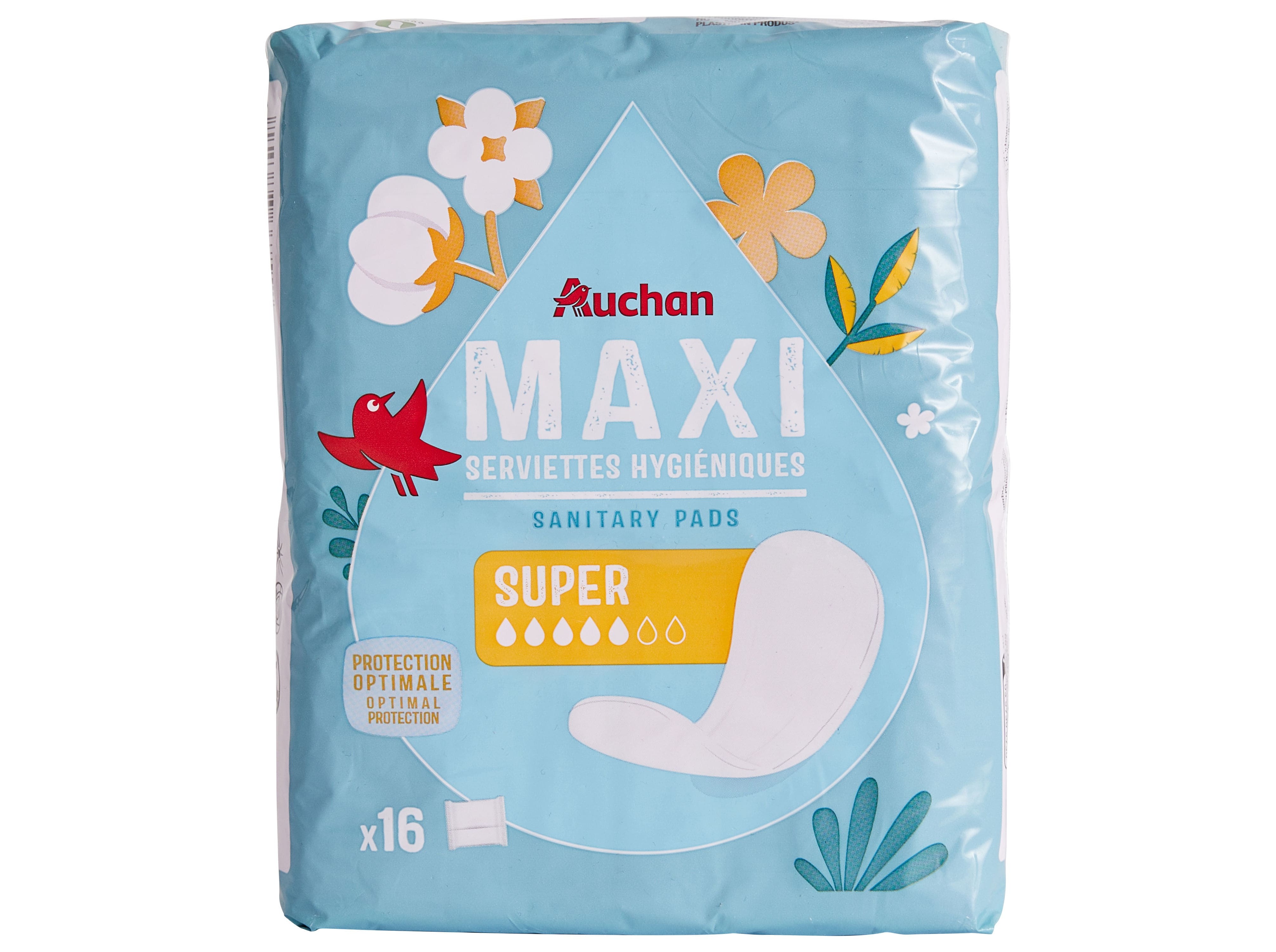 PENSOS HIGIÉNICOS AUCHAN MAXI SUPER SEM ABAS BOLSA 16UN