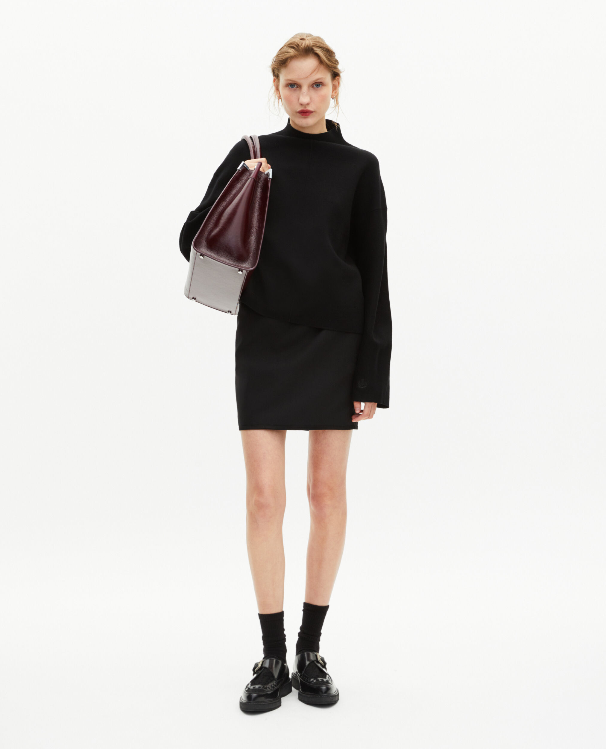 Pull col cheminée noir