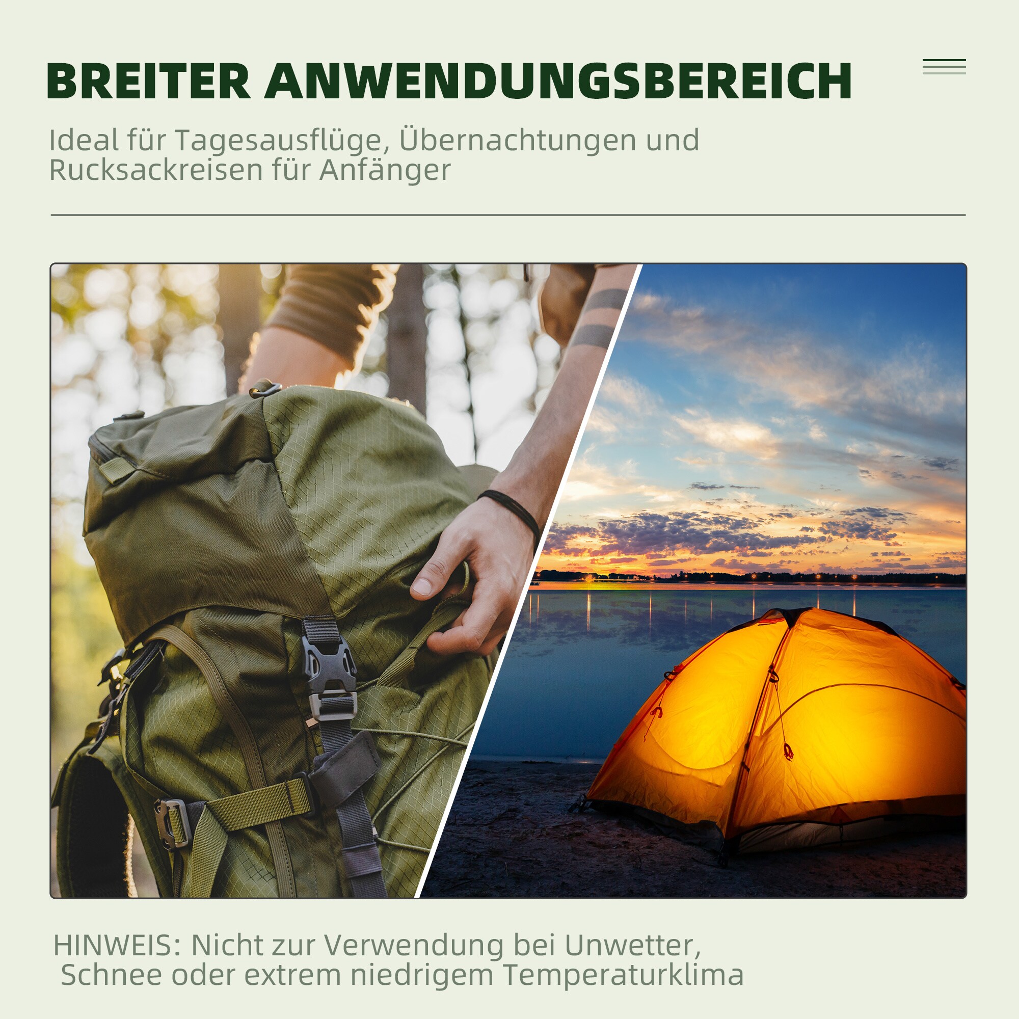 Outsunny Campingzelt mit Tragetasche weiß 230L x 140B x 110H cm