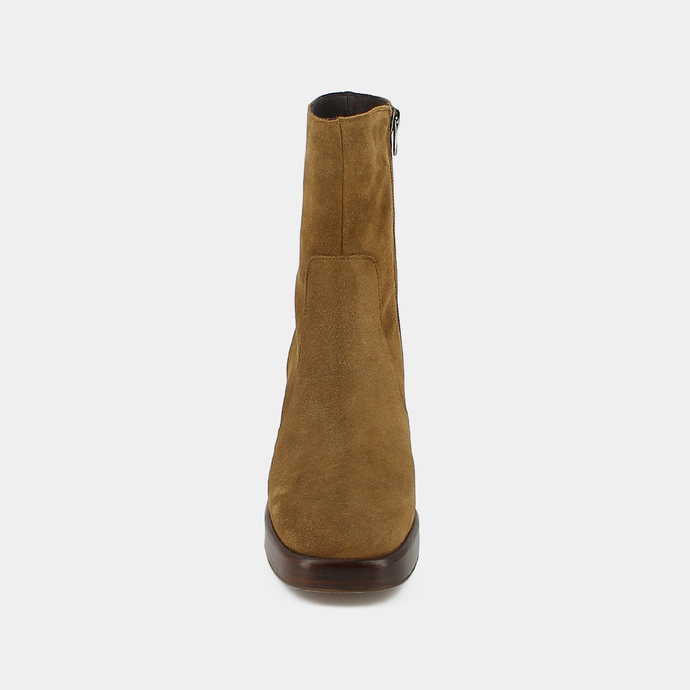 Boots à plateformes  en croute tabac
