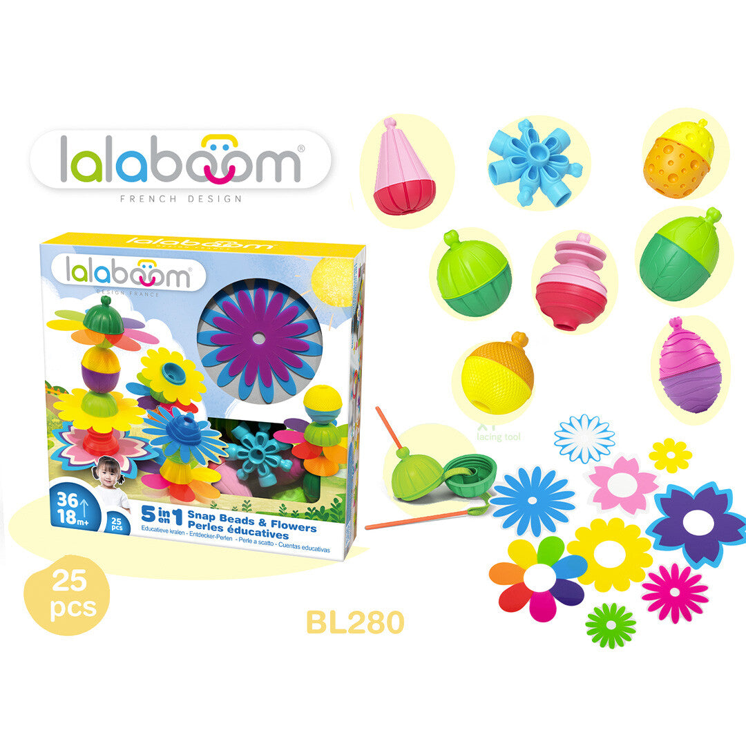 Lalaboom educatieve klikkralen bloemen - 25st