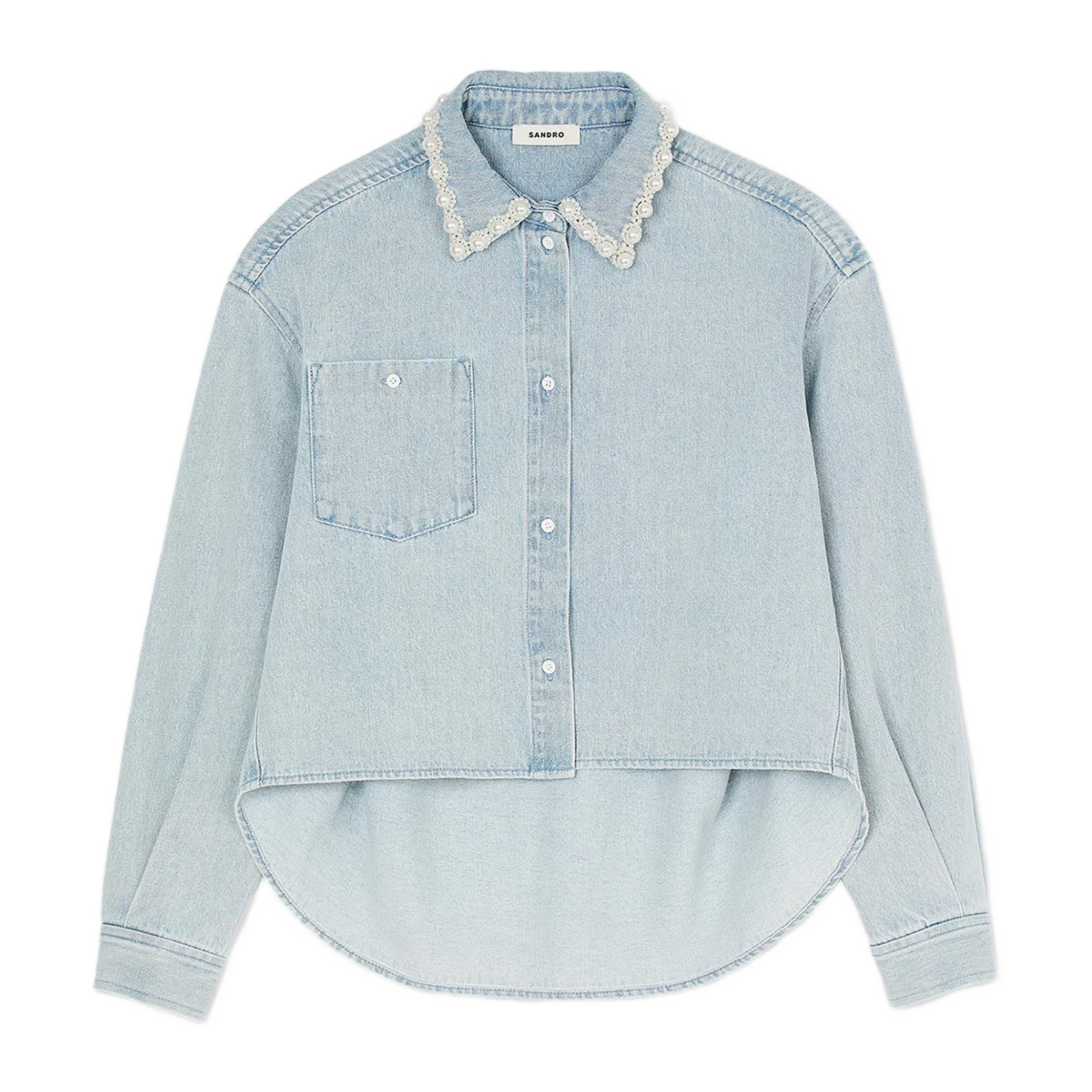 Chemise droite col classique en coton | Bleu