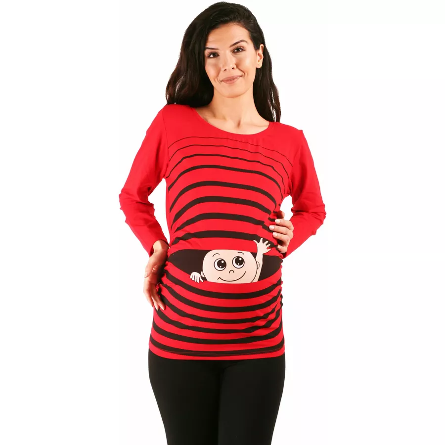 M.M.C. Umstandslangarmshirt Winke Winke mit Motiv Rot