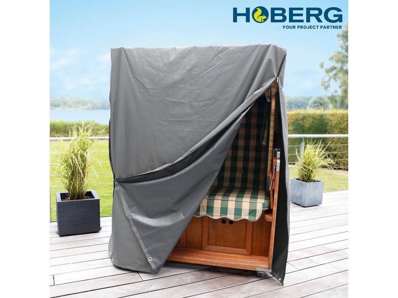 Hoberg Strandkorbabdeckung gross, 140 x 100 x 165 cm, grau Abdeckhaube, Strandkorb