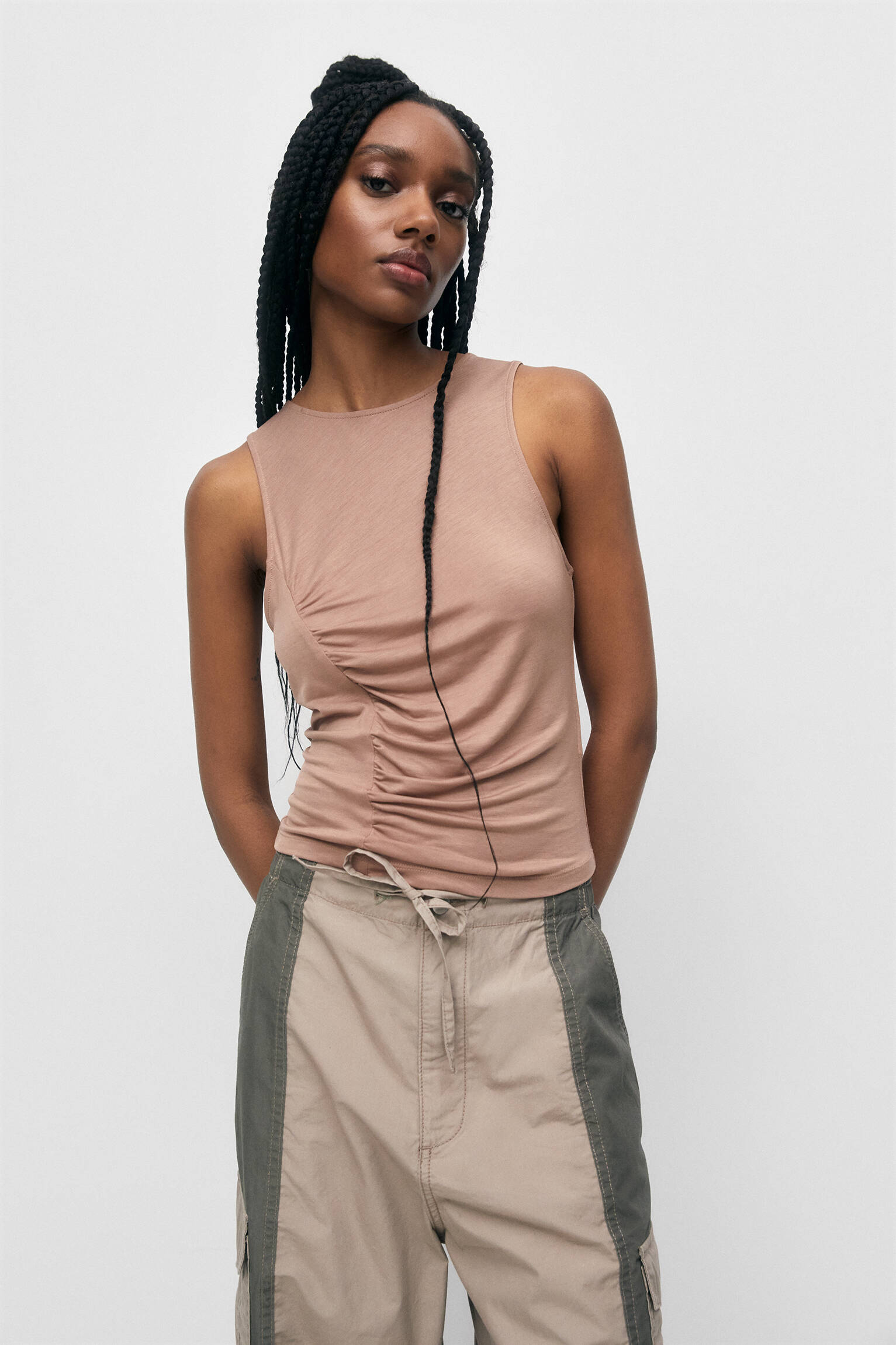 BLUSA COM BABADO - ROSA PÓ