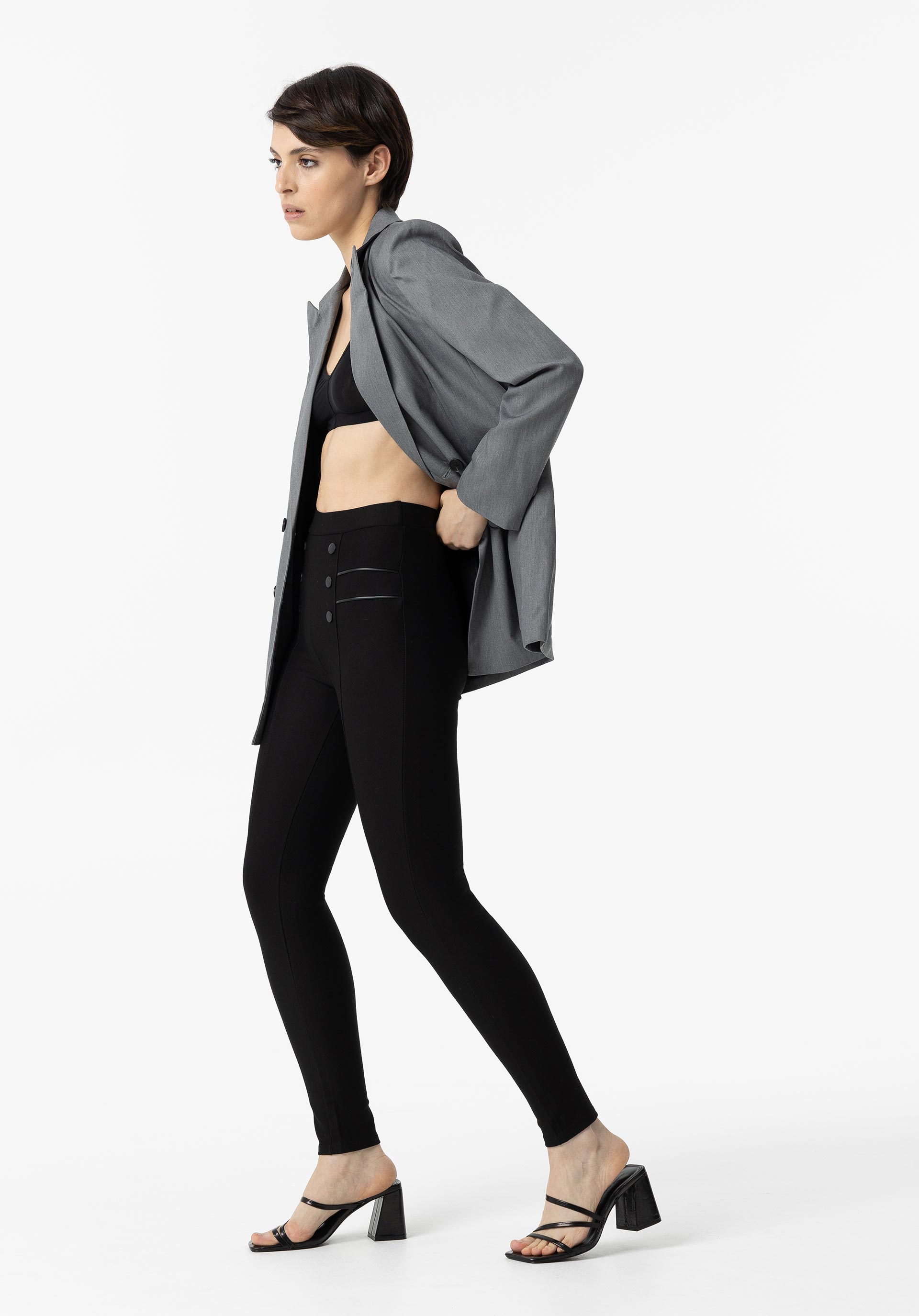 Leggings Combinadas com Efeito Pele