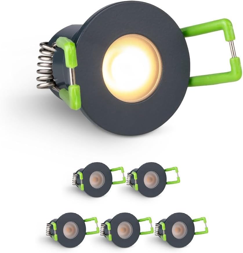 LongLife LED 6er Set Einbaustrahler Mini 3W 2700K anthrazit RAL 7016 IP65 Dimmbare Strahler für Terrassenüberdachung, Carports, Dachüberständen