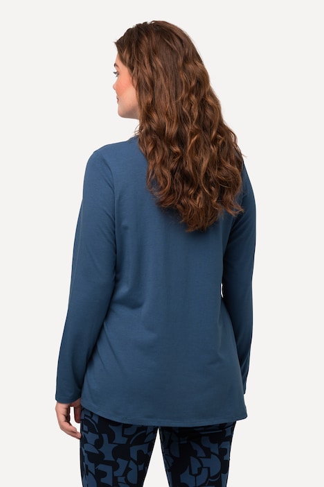 Shirt, drapiert, Rundhals, Langarm, Biobaumwolle