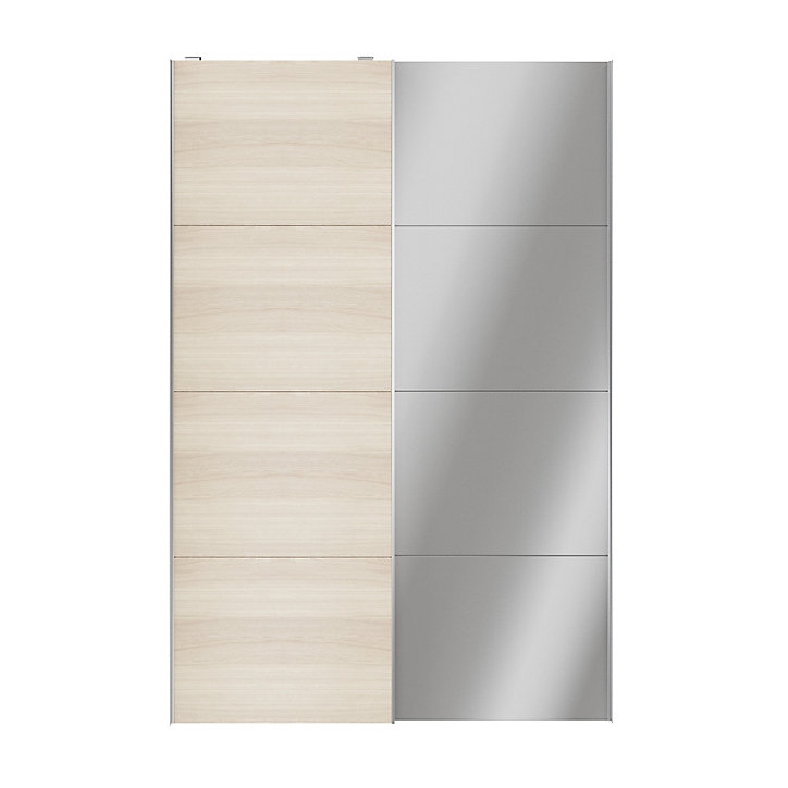 Portes de placard coulissantes 2 vantaux panneaux effet chêne et miroir GoodHome Atomia H. 225 x L. 150 x ép. 5,5 cm