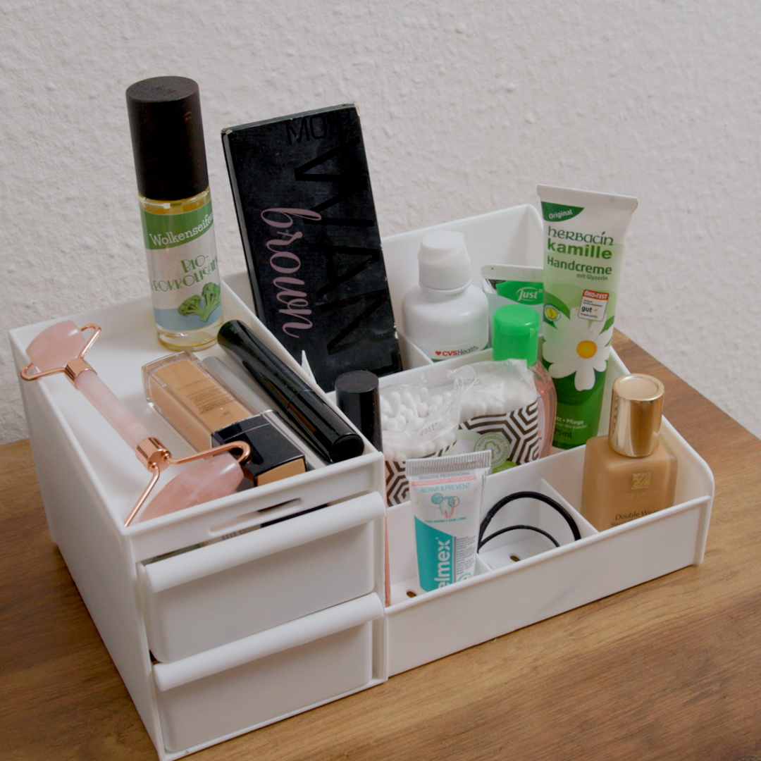 (280x125x175mm) Acryl Beauty Make Up Organizer Aufbewahrungsbox 9 Fächer - Weiss