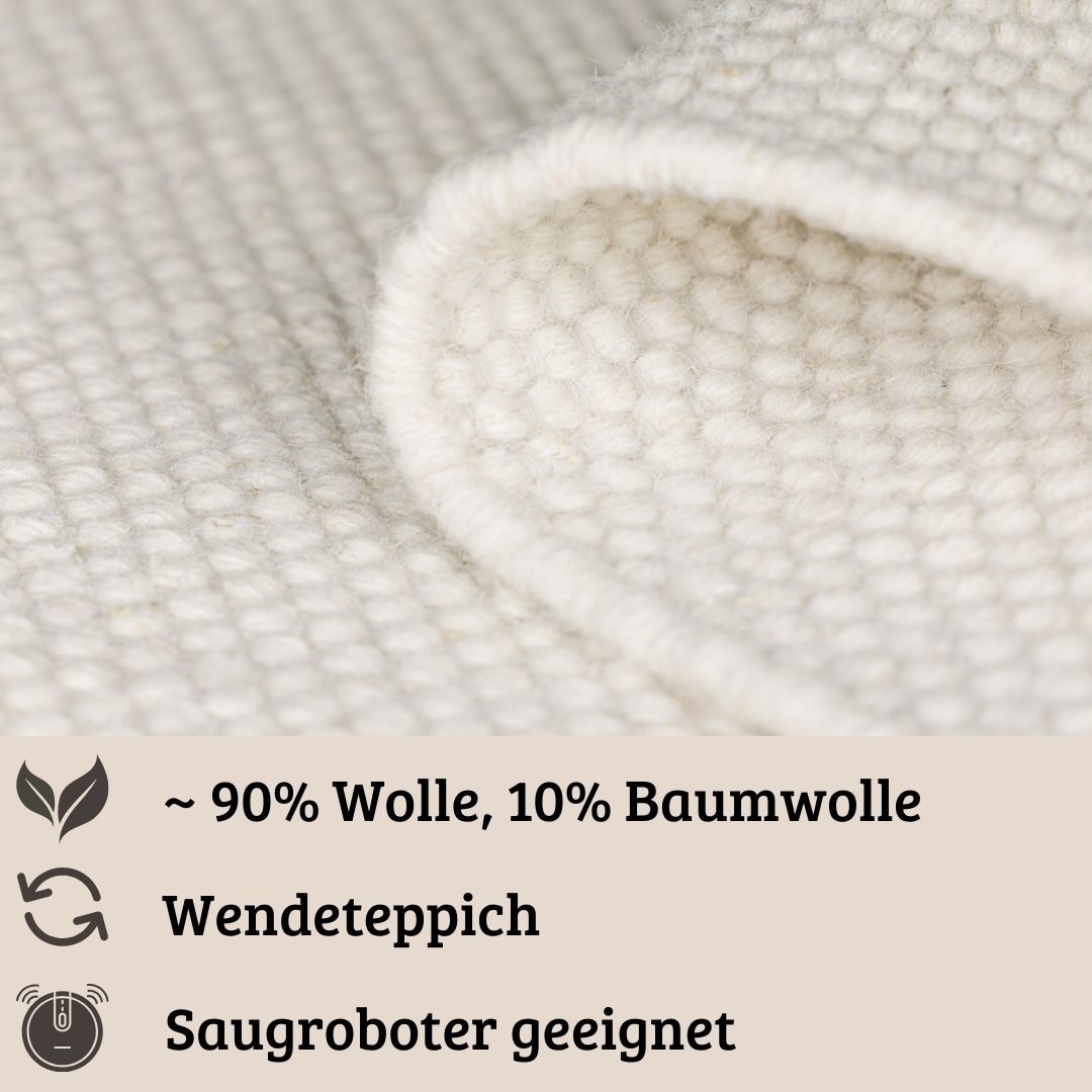 GOODproduct Wollteppich »Wolltraum Pur« rund 10 mm Höhe Wendeteppich, handgewebt, Uni Farben, reine Wolle, Wohnzimmer