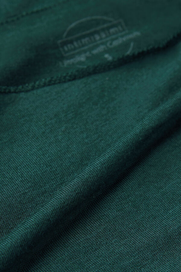 Camiseta de manga comprida ultraleve com decote canoa em cashmere modal