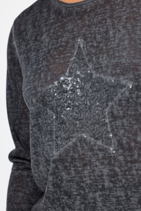 T-Shirt, Basic Fit, Pailletten-Stern, Langarm
