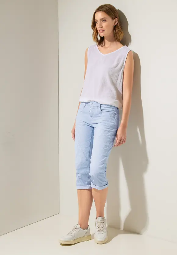 Casual Fit 3/4 Jeans - light blue striped washed