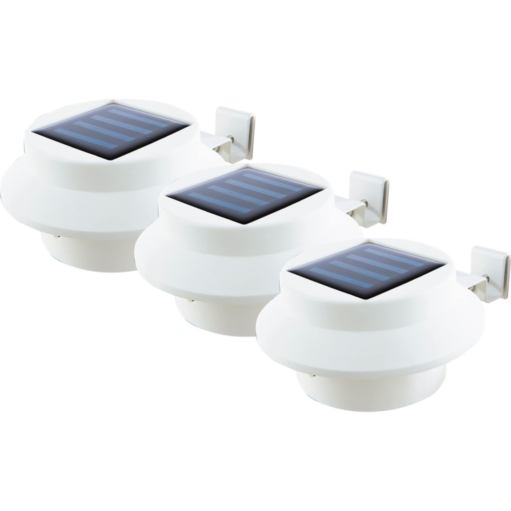 EASYmaxx Solar-Dachrinnen-Leuchte rund 3er-Set weiß