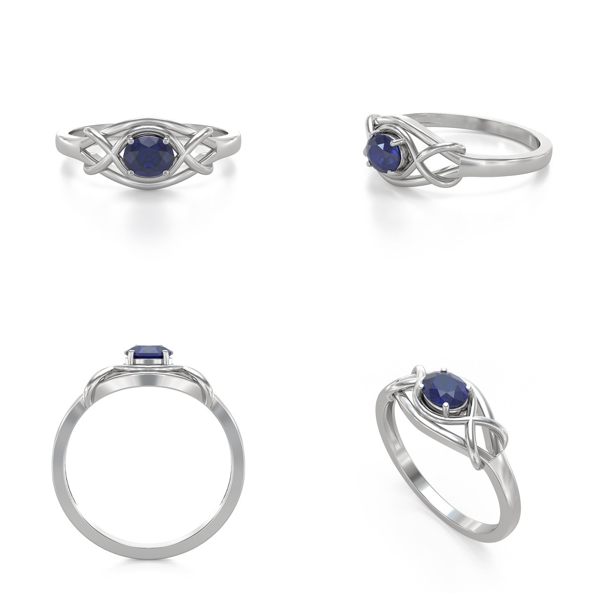 Bague ADEN Or 585 Blanc Saphir 1.870grs
