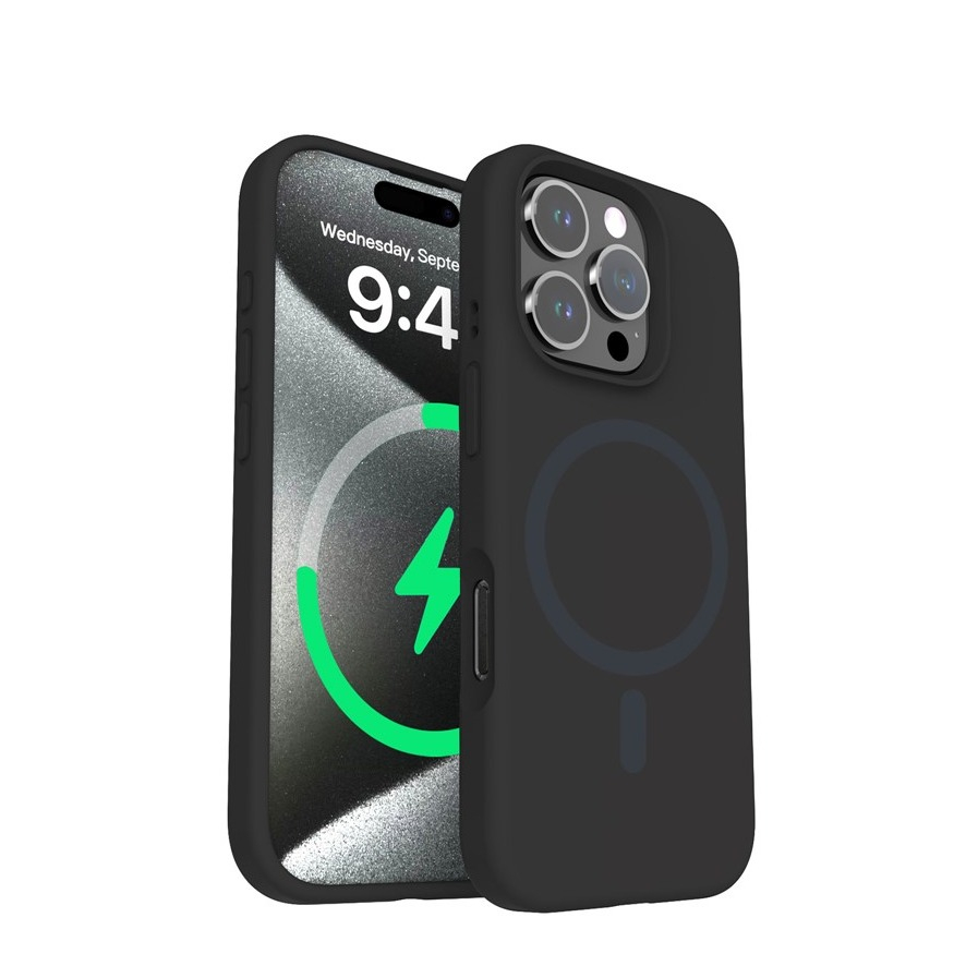 iPhone 16 Pro Max MagSafe Silikon Case Hülle - Schwarz