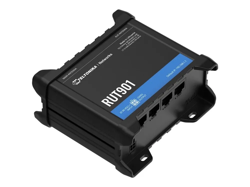 Teltonika RUT901 - Trådløs router 3-port switch - PPP 2,4 GHz - DIN monterbar på skinne