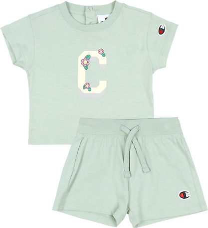 Champion Shorts Set - T-Shirt/Shorts - Dusty Green m. Logo