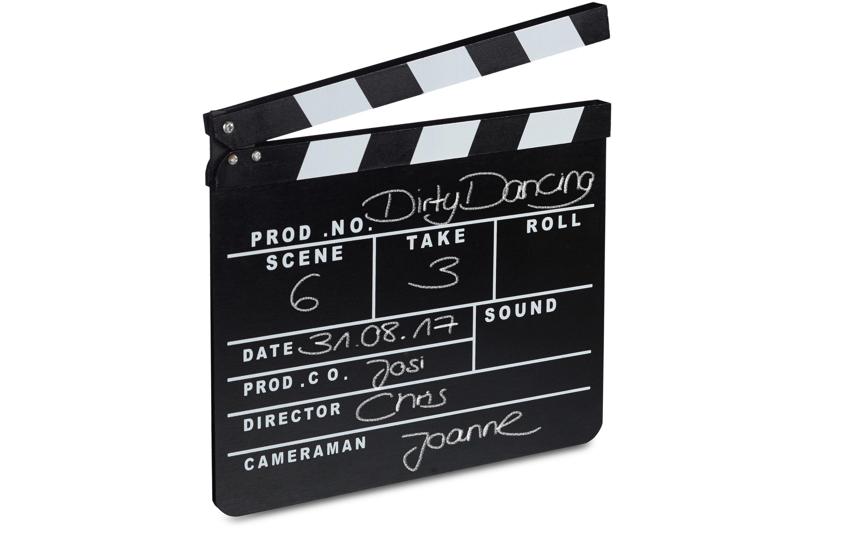 Partyaccessoire Filmklappe 26 x 30 cm, SchwarzRegieklappe zum Beschriften