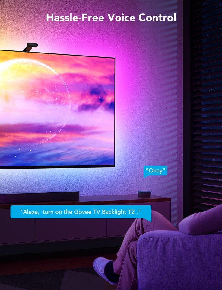 Govee Envisual TV-baggrundsbelysning T2 med dobbelte kameraer (75~85 tommer)