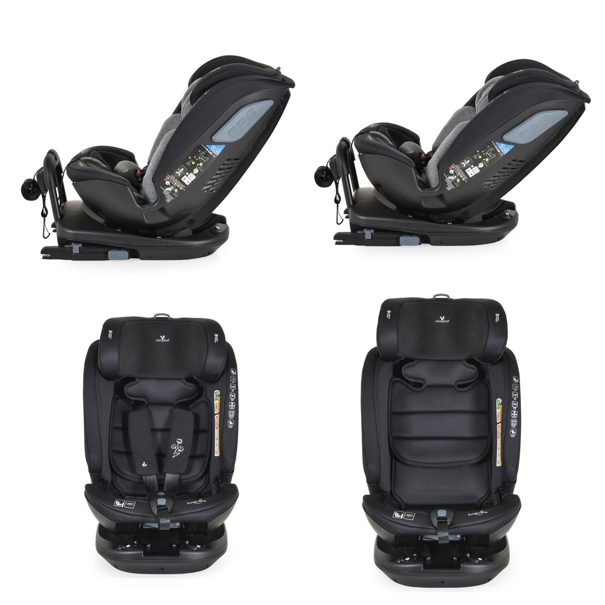 Cangaroo Kindersitz Gravity i-Size (40-150cm) Sitz drehbar, Kopfstütze, Isofix grau