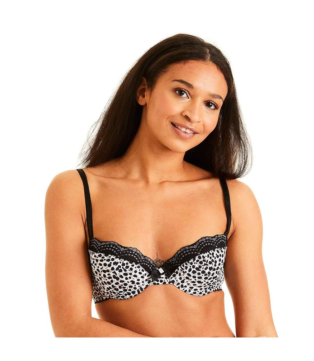 Soutien-gorge ampliforme coque moulée noir/ivoire Liberté